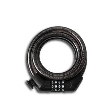 Imagem de Cadeados de bicicleta com combinação de cabo de aço, trava de combinação de bicicleta redefinível de segurança de 4 dígitos, trava de bicicleta de segurança antifurto resistente, design à prova de