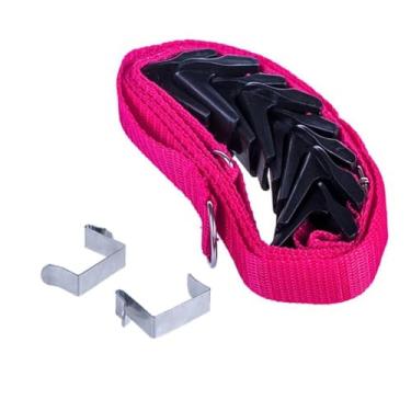 Imagem de Suportes para pendurar, organizador multifuncional, ajustável para chapéus, bolsas de toalha, alça dobrável sobre a porta (rosa vermelha)