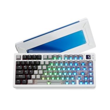 Imagem de Akko MOD007 V5 HE Teclado para jogos com gatilho rápido com fio de liberação rápida de alumínio com tela personalizada placa de alumínio branco, interruptor Astrolink