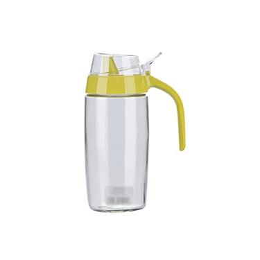 Imagem de Garrafas de óleo de vidro, garrafa dispensadora de azeite, garrafa transparente de suco de vinagre, garrafa de vidro recarregável, garrafa de armazenamento de óleo de cozinha lecythus (amarelo)