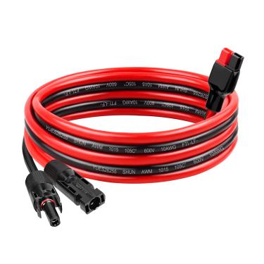 Imagem de MOOKEERF Cabo de painel solar 10AWG para conector Anderson - Cabo de extensão solar de 1,8 m com conector estilo Anderson para gerador solar de painel solar de estação de energia portátil