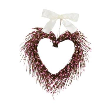 Imagem de Esquirla Guirlanda de Corações com Frutas Vermelhas para Decoração de Porta de Entrada - Presente Romântico para o Dia dos Namorados - Guirlanda para o Dia, Rosa