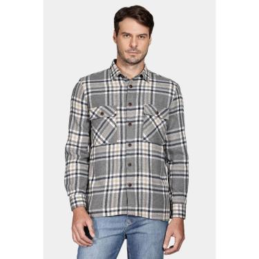 Imagem de Camisa Aramis Overshirt Flanela Xadrez Cinza-Masculino
