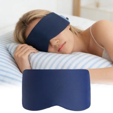Imagem de Máscara de dormir - azul escuro, máscara ocular de pressão suave, blecaute silencioso totalmente fechado | Não belisca as orelhas | Uso de dupla face, adequada para casa e sono profundo em movimento