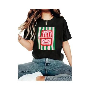 Imagem de Camiseta Feminina plus Size Y2K Casual De Verão Com Estampa De Lata De