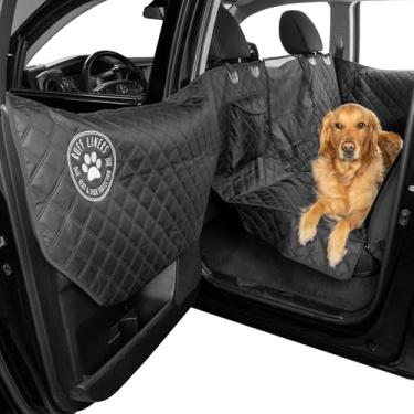 Imagem de Ruff Liners Capa de assento grande para cães, preta – como visto no tanque de tubarão – protetor de assento traseiro para caminhões de tamanho normal – impermeável, lavável na máquina, prendedores de