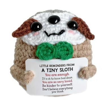 Imagem de SAPOSTA Crochet Sloth Plush Companion, Affirmation Reminder Gift, Cute Handmade Stuffed Comfort Pal with Encouraging Message Card