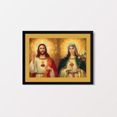 Imagem de Quadro Jesus e Maria 45x34cm - Vidro, Moldura Preta
