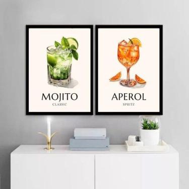 Imagem de Kit 2 Quadros Decoração De Bar - Coquetéis 45X34Cm