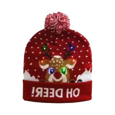 Imagem de Gorro De Natal Unissex Com LED, Gorro De Malha Iluminado Com LEDs Colo
