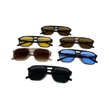 Imagem de Óculos De Sol Masculinos Estilo Piloto Com Rebites E Hastes Duplas, Co