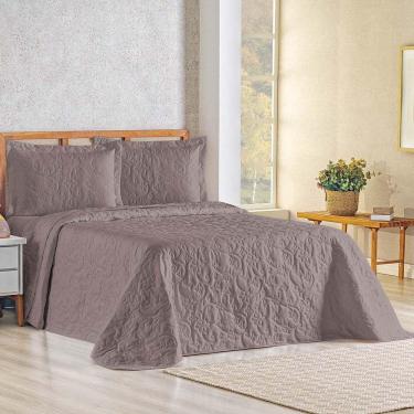 Imagem de Kit Cobre Leito Colcha Celeste Queen 3 Peças Matelado Floral 180 Fios - Lavanda
