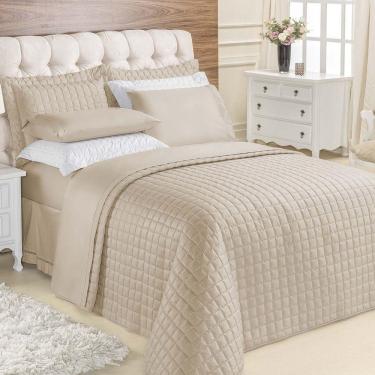 Imagem de Kit Cobre Leito Colcha Veneza King 3 Peças Hipercal 180 Fios - Cáqui