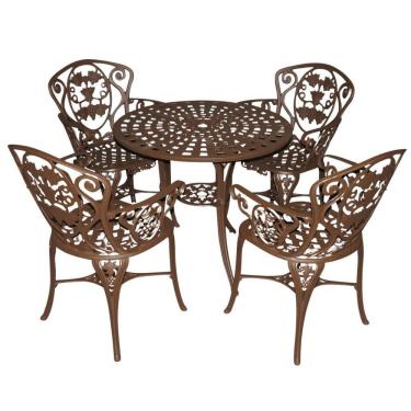 Imagem de Conjunto De Mesa Para Jardim Com 4 Cadeiras Modelo Malbec Marrom
