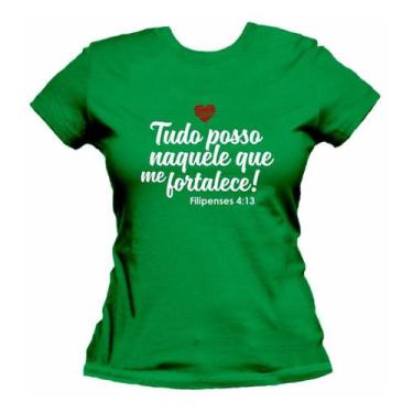 Imagem de Camiseta Evangélica Gospel Frases Bíblicas Fé Feminina Baby Look - Bla