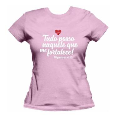 Imagem de Camiseta Evangélica Gospel Frases Bíblicas Fé Feminina Baby Look - Bla