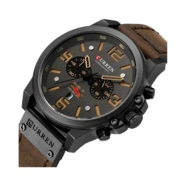 Imagem de Relógio De Pulso Masculino À Prova d'Água Com Pulseira De Couro Quartz