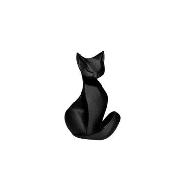 Imagem de Escultura Gato Preto Minimalista Decoração Moderna 15cm Preto - Decor 