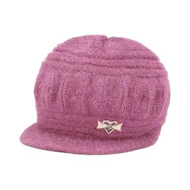 Imagem de Gorro De Inverno Feminino Em Fleece Coral, Tricotado, Quente, Com Dupl