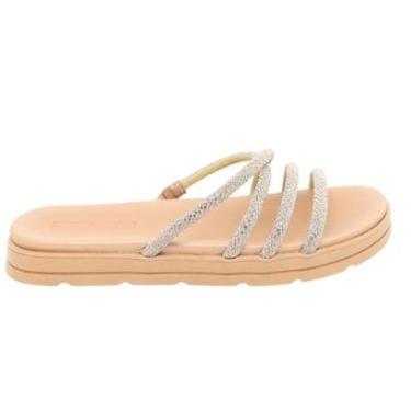 Imagem de Sandalia Papete Feminina Moleca Original Moderna Delicada Leve Macia Confortavel Tiras Strass Brilho-Feminino