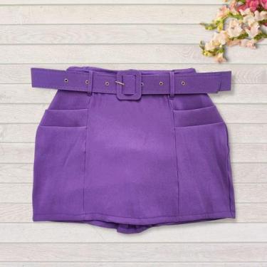 Imagem de Short Saia Plus Size Frente e Costas/trás com Cinto e Bolso 0071 - - B