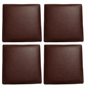 Imagem de Assento Para Cadeira Kit 4 Uni Almofadado Quadrado 30x30cm Cor:Marrom 