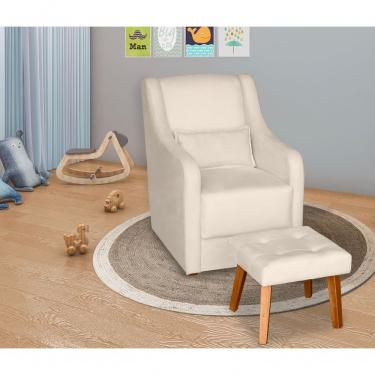 Imagem de Poltrona Para Amamentação E Descanso Glamour Com Puff E Almofada Confortavel Bege