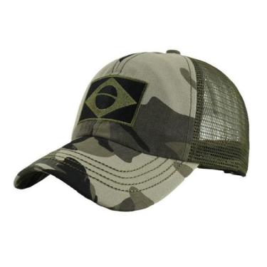 Imagem de Boné de beisebol Camo Trucker com emblema de bandeira bordado - Yiweis