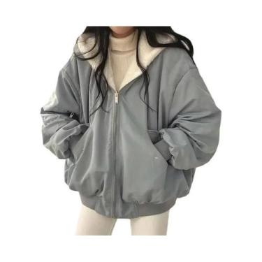 Imagem de Parka Feminina De Inverno Quente E Grossa Com Capuz Dupla Face De Lã C