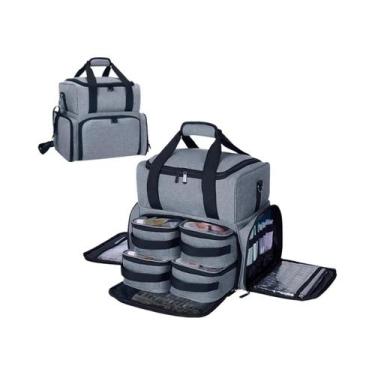 Imagem de Bolsa De Maquiagem De Grande Capacidade Com Dupla Camada, 4 Bolsos Rem