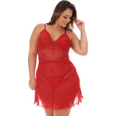 Imagem de Camisola Plus Size Tule Lingerie Com Calcinha - Aunika Moda Intima Lin