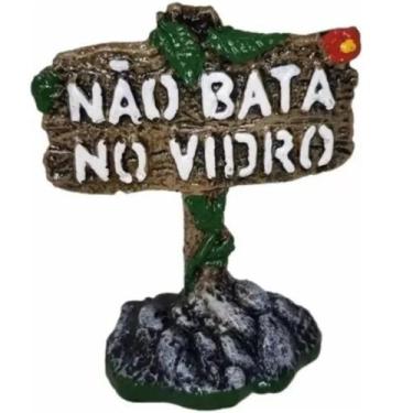Imagem de Enfeite Decoração De Aquário Placa Não Bata No Vidro - Fragata Ornamen
