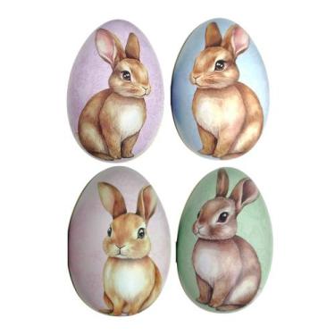 Imagem de Kit 4 Ovos Metal da Páscoa Porta Objetos Colecionável Cor:Kit 4UN - Mu