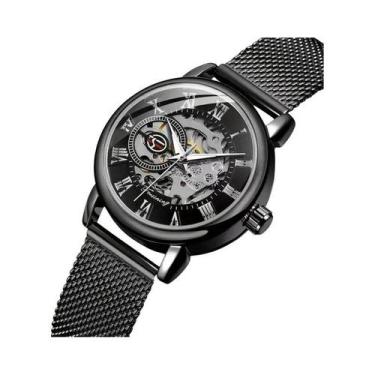 Imagem de Relógio Mecânico Feminino Com Cinto De Malha De Aço Inoxidável, Mostra