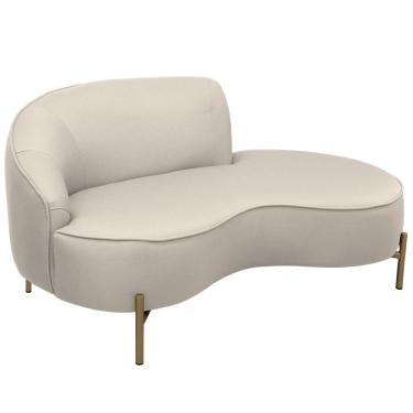 Imagem de Sofá Curvo 2 Lugares 150cm Braço Dir. Thommy Pés Ouro Linho Off White - Nexta Casa