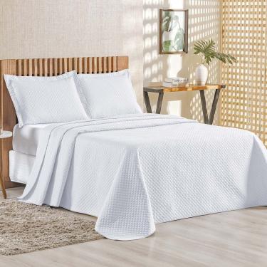 Imagem de Kit Cobre Leito Bouti Mavie Geométrico Queen 3 Peças 100% Poliéster - Branco