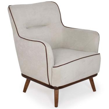 Imagem de Poltrona Para Sala Isabella Base Castanho Suede Tramado Cinza - Nexta Casa