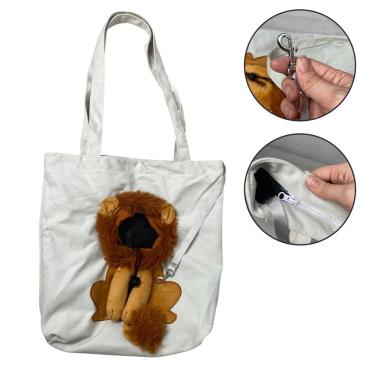 Imagem de Bolsa Transporte Gato Cao Pet Animal Estampa Leao Estimacao Ombro Passeio Diversao Viagem  Ventilada Caminhada