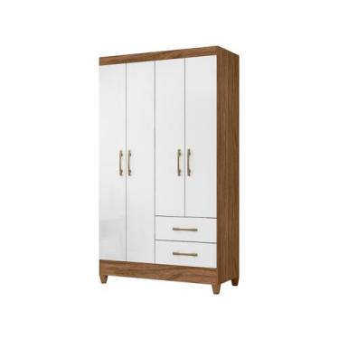 Imagem de Guarda Roupa Solteiro Chile 4 Portas 2 Gavetas C/Branco - MOVAL, Natur