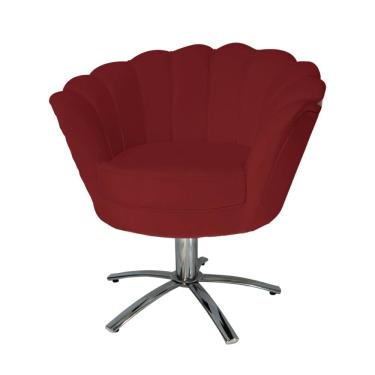 Imagem de Conjunto 2 Poltronas Estofada Com Base Giratória de Metal Pétala Suede Vermelho Bordo -...