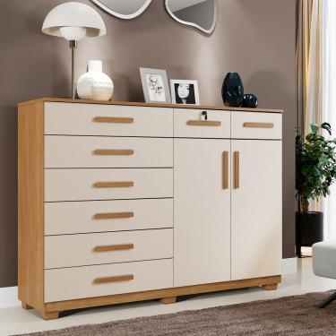 Imagem de Cômoda 8 Gavetas 2 Portas com Pés New Triunfo Benetil