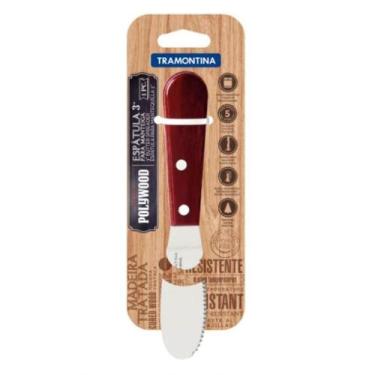 Imagem de Espátula Tramontina 3 Polywood Inox Serrilhada Vermelha