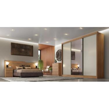 Imagem de Guarda Roupa Casal com 1 Porta Espelhada 8 Gavetas - Londres-Cumaru/Fe