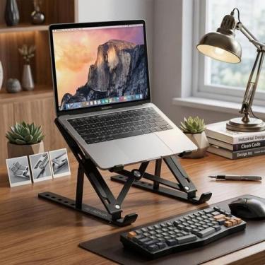 Imagem de Suporte Notebook Alumínio Dobrável Articulado Mesa Ergonômico Portátil