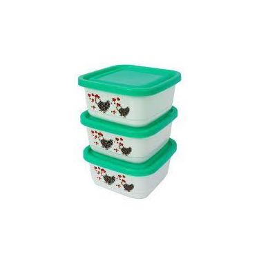 Imagem de Conjunto De Pote De Plastico Quadrado Galinha Prime Com Tampa Colors 3