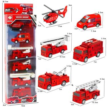 Imagem de Carrinhos de Brinquedo Conjunto 6 Carrinhos Brinquedo com Miniaturas de Helicóptero, Ca...