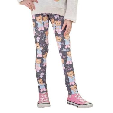 Imagem de Calça Legging Infantil Feminino Kukiê Fly Tech Ursinho Cinza, Cinza, 1