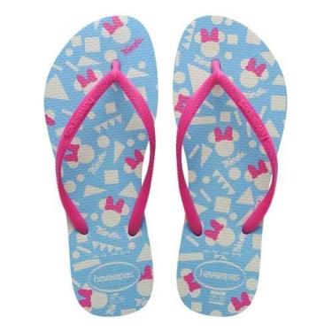 Imagem de Chinelo Havaianas Slim Disney Minnie Kids Original, Az, Rosa, 27/28