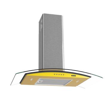 Imagem de Coifa de Parede Terim Clean Vidro Curvo Amarela Kroma 75cm Inox com LED Amarelo 110V