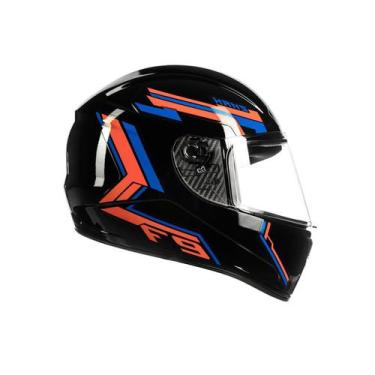 Imagem de Capacete Moto Masculino Feminino Fly F-9 Hans, Preto Brilhante Vermelh